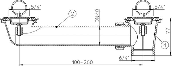 Ablaufverbindung DN40x5/4" mit 2 Ventilen HL24-5/4